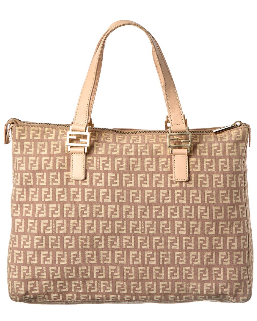 Fendi Pink Zucchino Canvas Zucchino Shopper Tote (Authentic Pre-Loved)