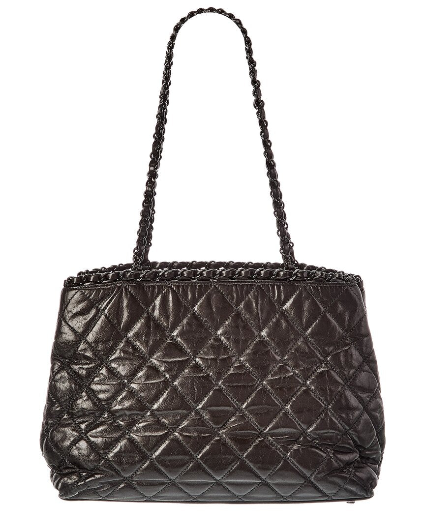 Chanel Black Lambskin Leather Cc Tote (Authentic Pre-Loved)