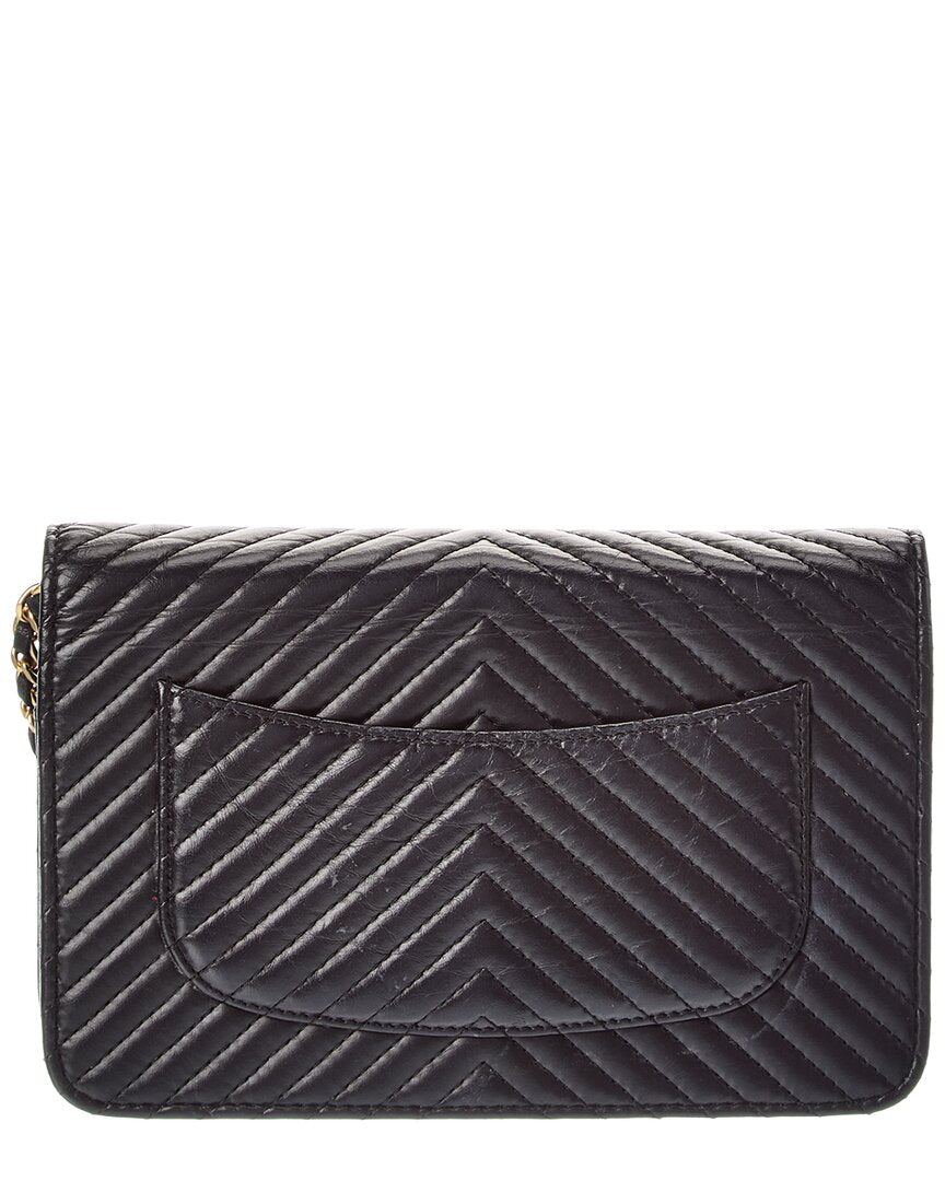 Chanel Chanel Black Lambskin Leather V-Stitch Tote (Authentic Pre-Loved)