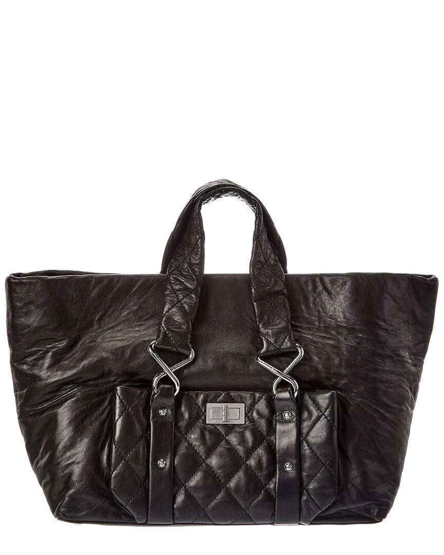 Chanel Chanel Black Lambskin Leather Cc Tote (Authentic Pre-Loved)