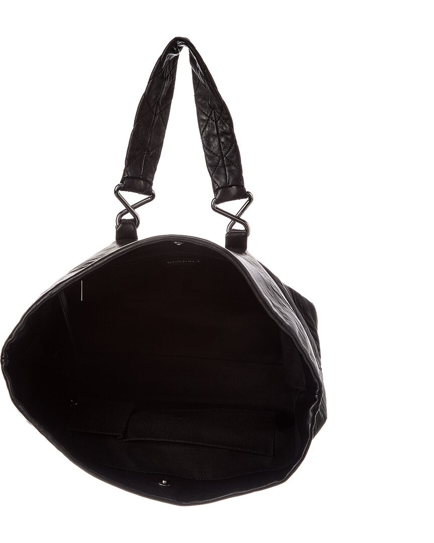 Chanel Chanel Black Lambskin Leather Cc Tote (Authentic Pre-Loved)