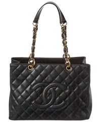 Chanel Black Caviar Leather Grand Shopping Tote (Authentic Pre-Loved)
