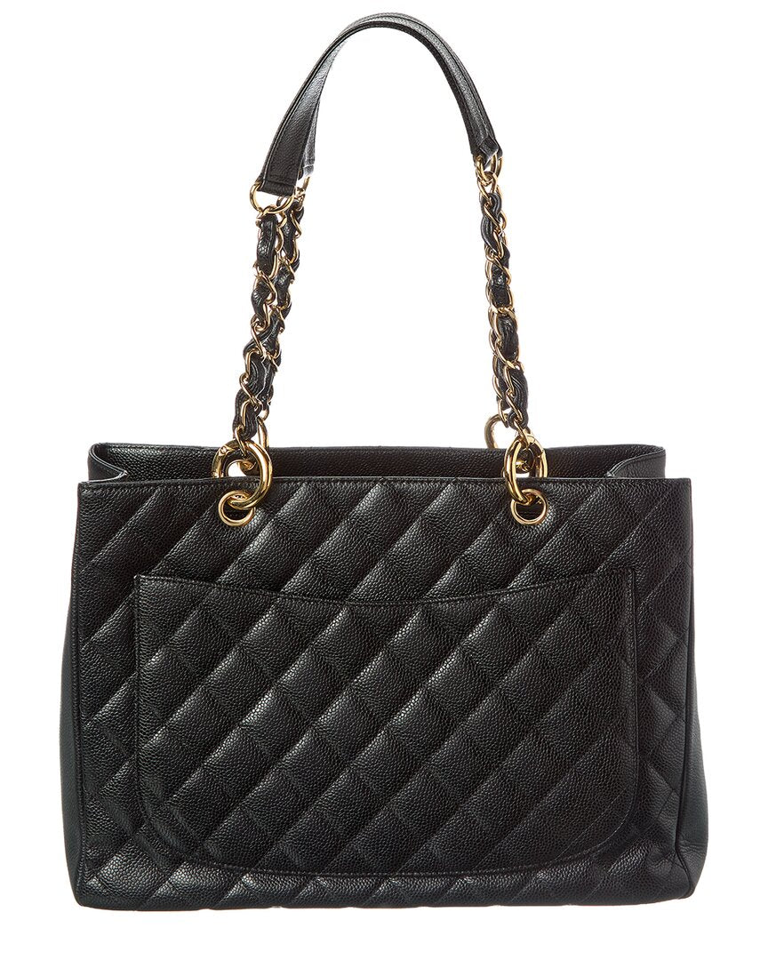 Chanel Black Caviar Leather Grand Shopping Tote (Authentic Pre-Loved)
