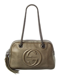 Gucci Grey Lambskin Leather Soho Chain Tote (Authentic Pre-Loved)