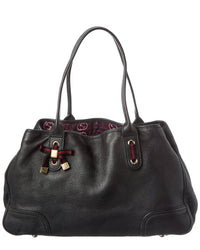 Gucci Black Lambskin Leather Princy Gg Tote (Authentic Pre-Loved)