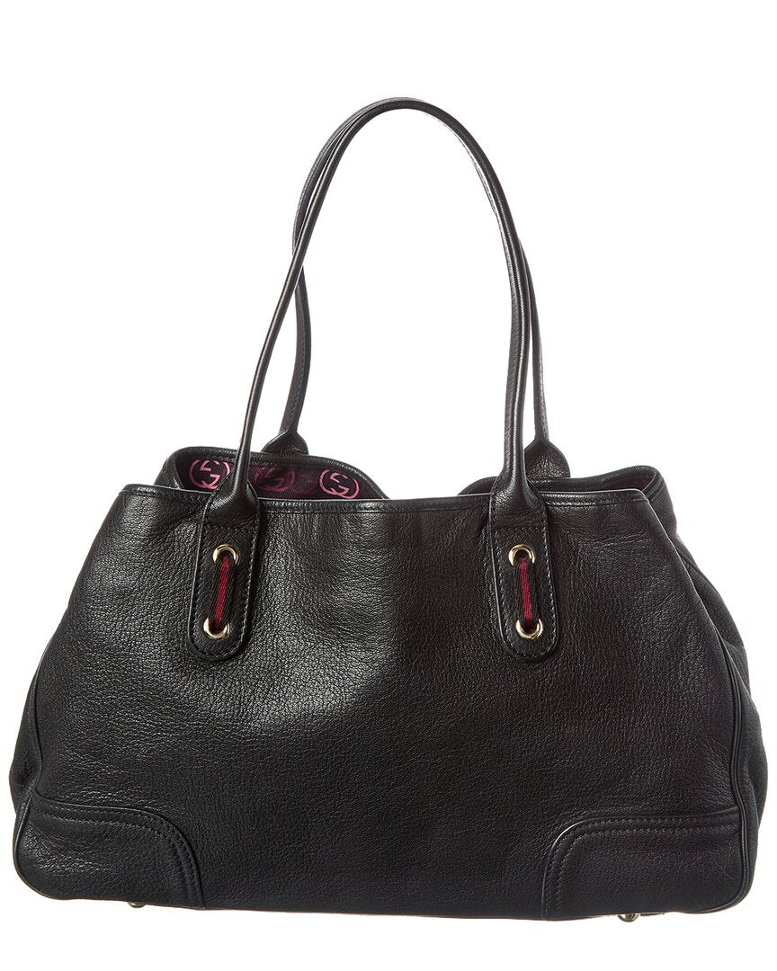 Gucci Black Lambskin Leather Princy Gg Tote (Authentic Pre-Loved)