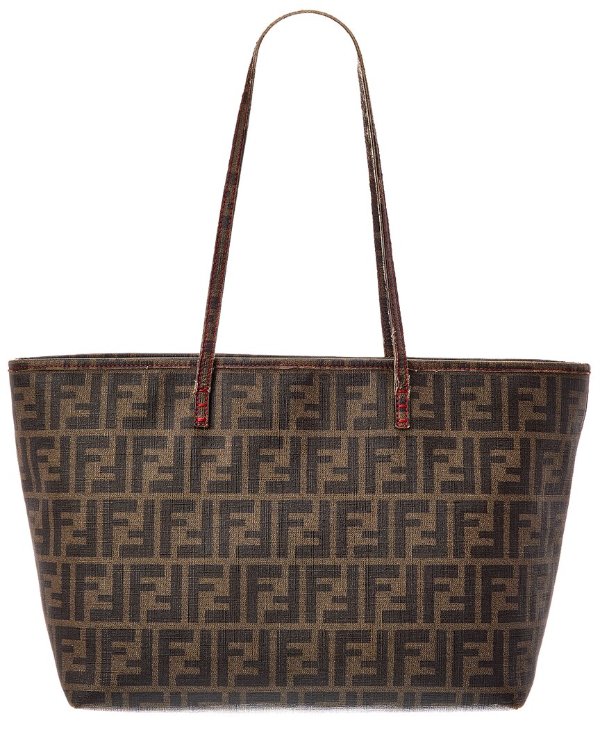 FENDI Fendi Brown Canvas Zucca Roll Tote Bag (Authentic Pre-Loved)