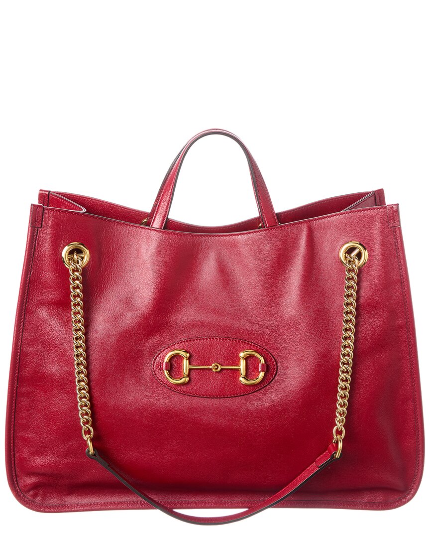 Gucci Gucci Red Calf Leather Horsebit 1955 Chain Tote (Authentic Pre-Loved)