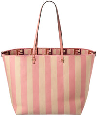 FENDI Fendi Roll Large Canvas & Leather Tote