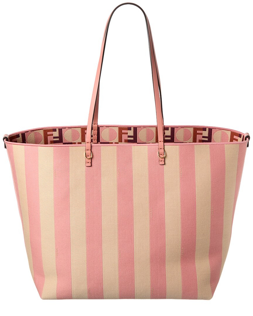 FENDI Fendi Roll Large Canvas & Leather Tote