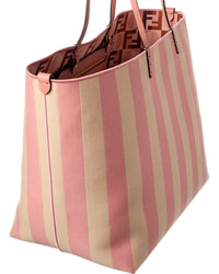FENDI Fendi Roll Large Canvas & Leather Tote