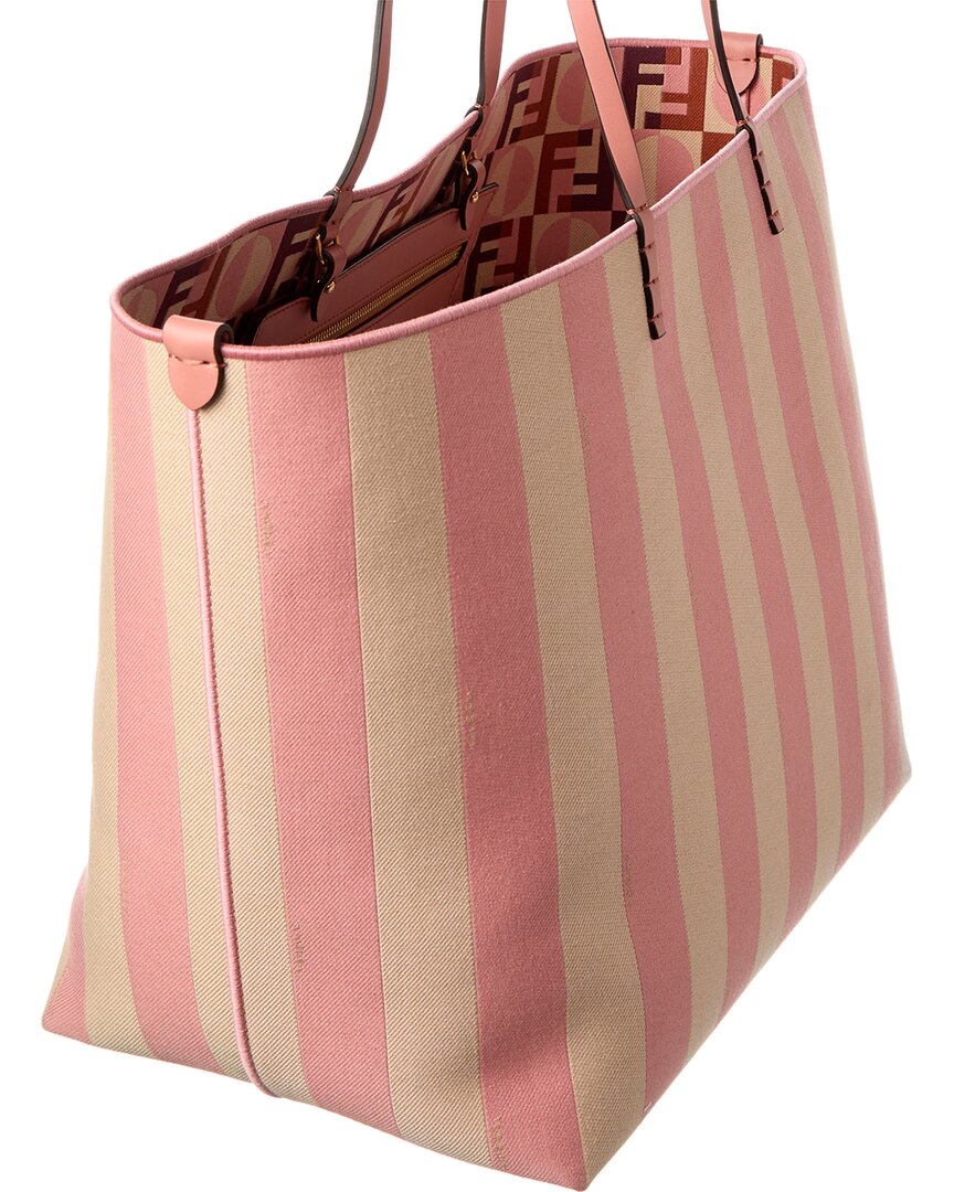FENDI Fendi Roll Large Canvas & Leather Tote