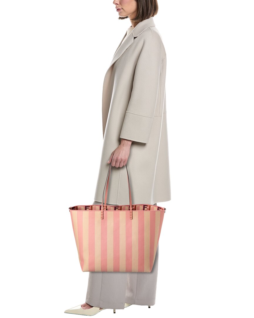 FENDI Fendi Roll Large Canvas & Leather Tote