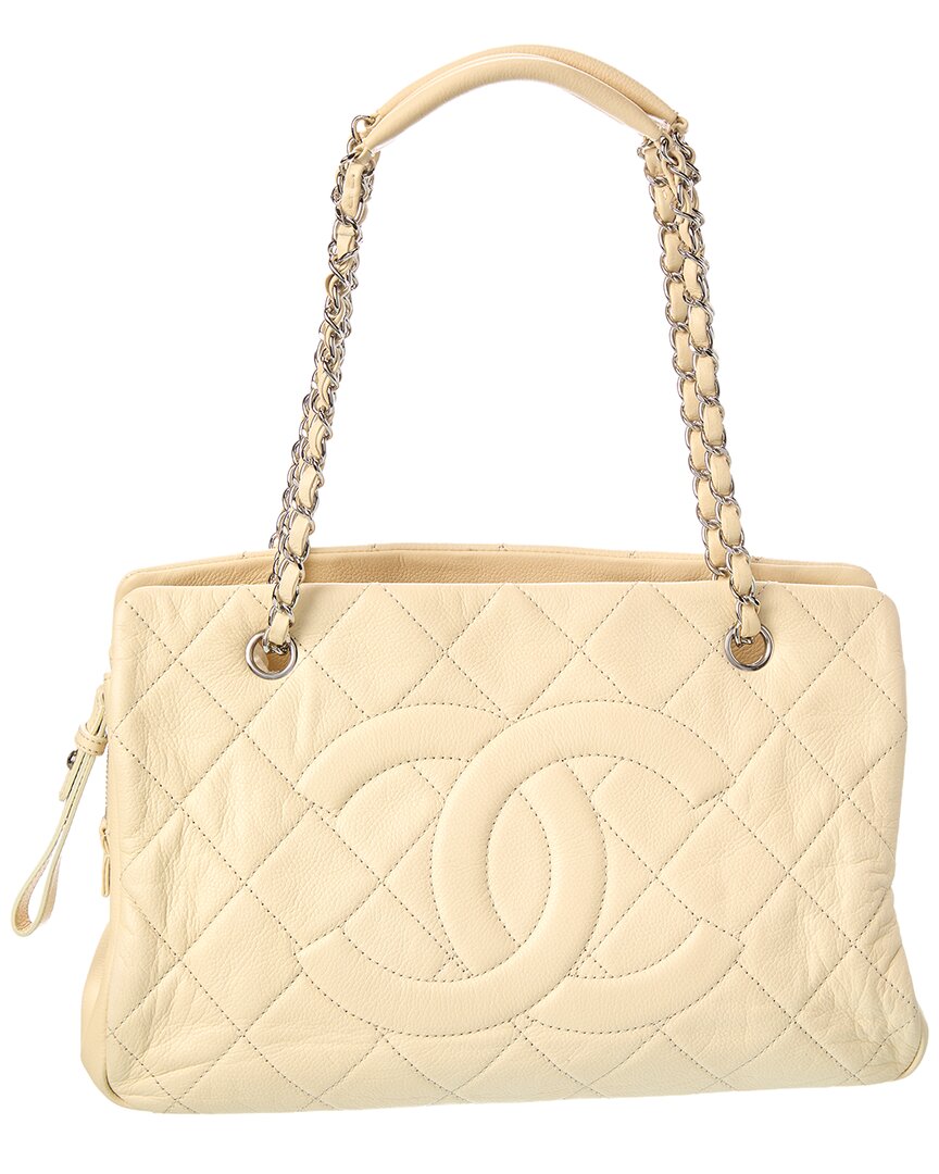 Chanel Chanel Neutral Quilted Leather Coco Mark Tote (Authentic Pre-Loved)