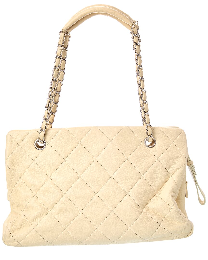 Chanel Chanel Neutral Quilted Leather Coco Mark Tote (Authentic Pre-Loved)