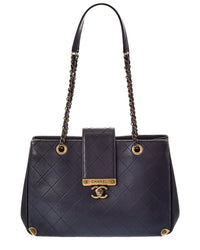 Chanel Chanel Blue Quilted Leather Around The Corner Tote (Authentic Pre-Loved)