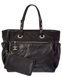 Chanel Chanel Black Quilted Leather Paris Biarritz Tote B (Authentic Pre-Loved)
