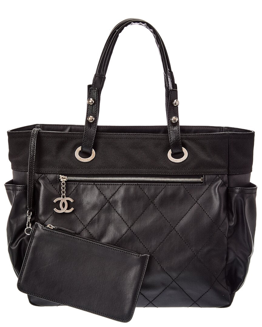 Chanel Chanel Black Quilted Leather Paris Biarritz Tote B (Authentic Pre-Loved)
