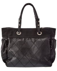 Chanel Chanel Black Quilted Leather Paris Biarritz Tote B (Authentic Pre-Loved)