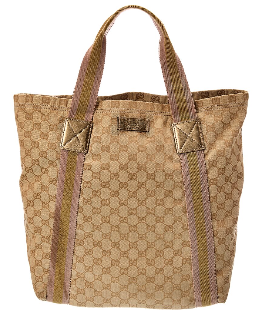 Gucci Gucci Beige Canvas Medium Vertical Tote 189669 (Authentic Pre-Loved)