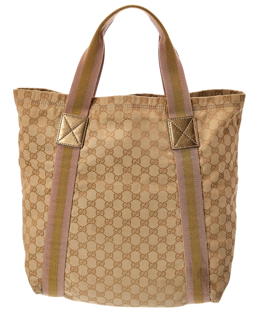 Gucci Gucci Beige Canvas Medium Vertical Tote 189669 (Authentic Pre-Loved)