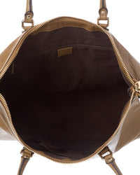 Gucci Gucci Brown Leather Gg Crystal Tote (Authentic Pre-Loved)