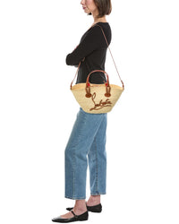 Christian Louboutin Cabata Mini Raffia & Leather Basket Tote
