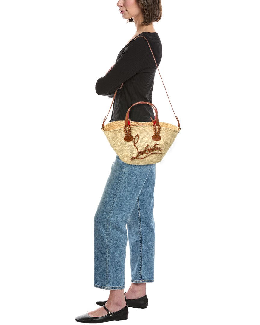 Christian Louboutin Cabata Mini Raffia & Leather Basket Tote