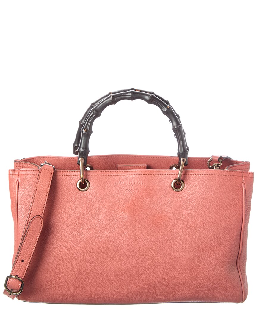 Gucci Gucci Pink Pebbled Calf Bamboo Shopper (Authentic Pre-Loved)