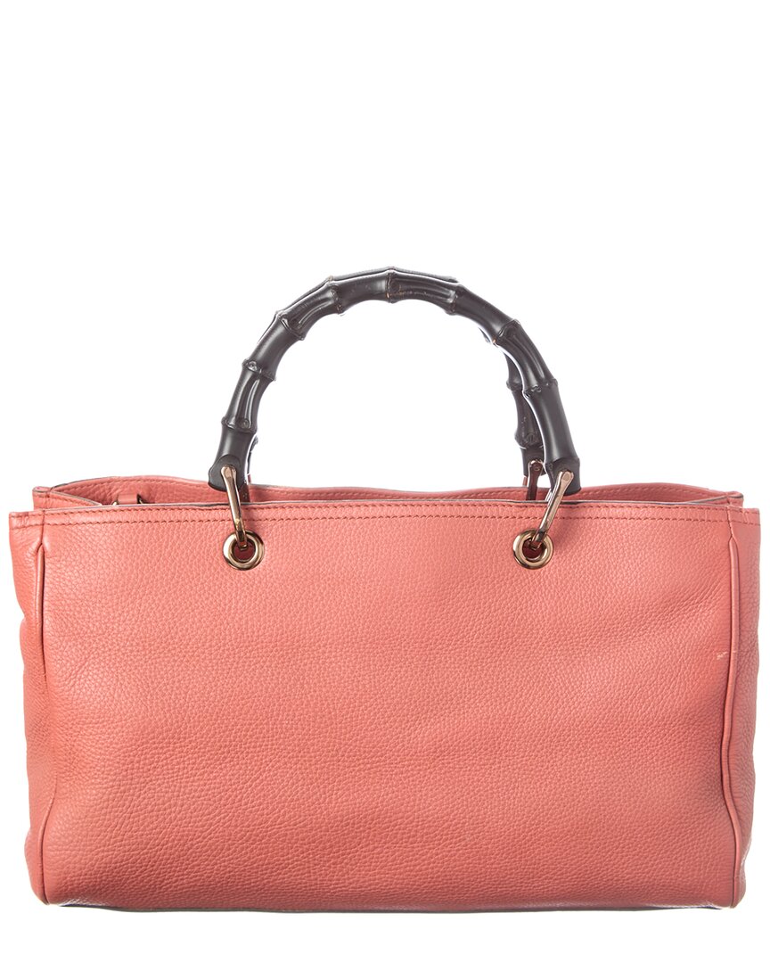 Gucci Gucci Pink Pebbled Calf Bamboo Shopper (Authentic Pre-Loved)