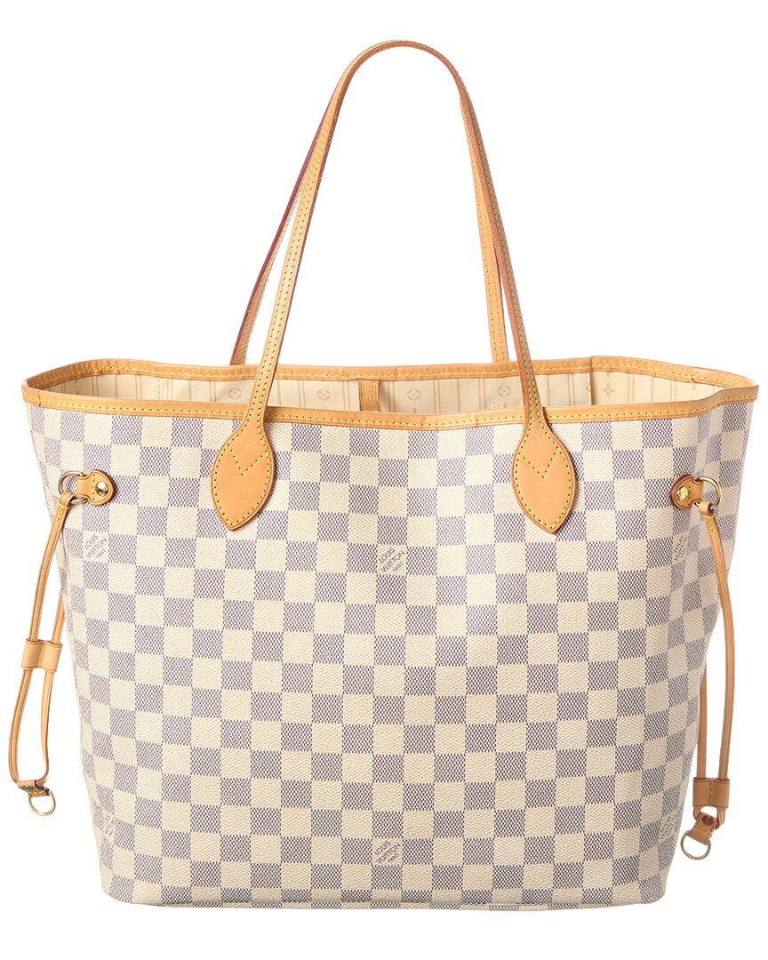 Louis Vuitton Louis Vuitton White Damier Azur Canvas Neverfull Mm (Authentic Pre-Loved)
