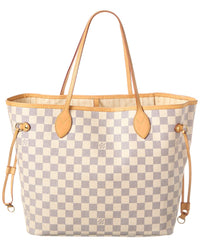 Louis Vuitton Louis Vuitton White Damier Azur Canvas Neverfull Mm (Authentic Pre-Loved)