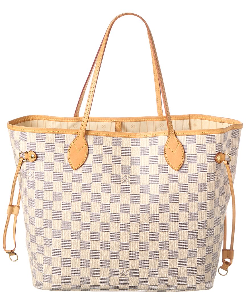 Louis Vuitton Louis Vuitton White Damier Azur Canvas Neverfull Mm (Authentic Pre-Loved)