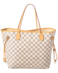 Louis Vuitton Louis Vuitton White Damier Azur Canvas Neverfull Mm (Authentic Pre-Loved)