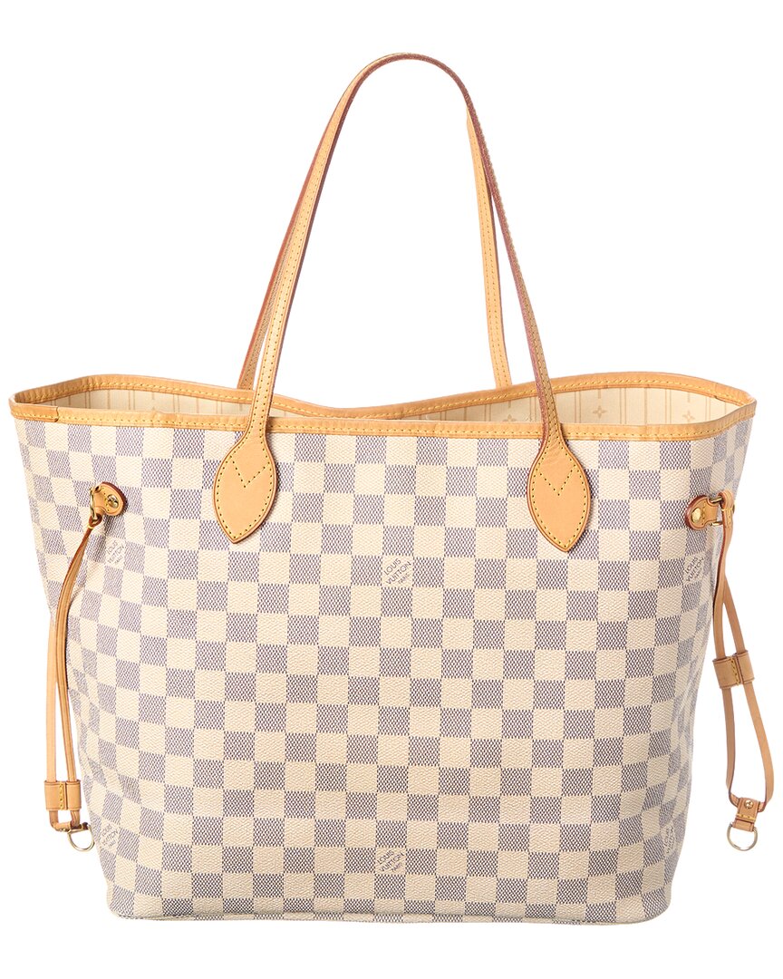Louis Vuitton Louis Vuitton White Damier Azur Canvas Neverfull Mm (Authentic Pre-Loved)