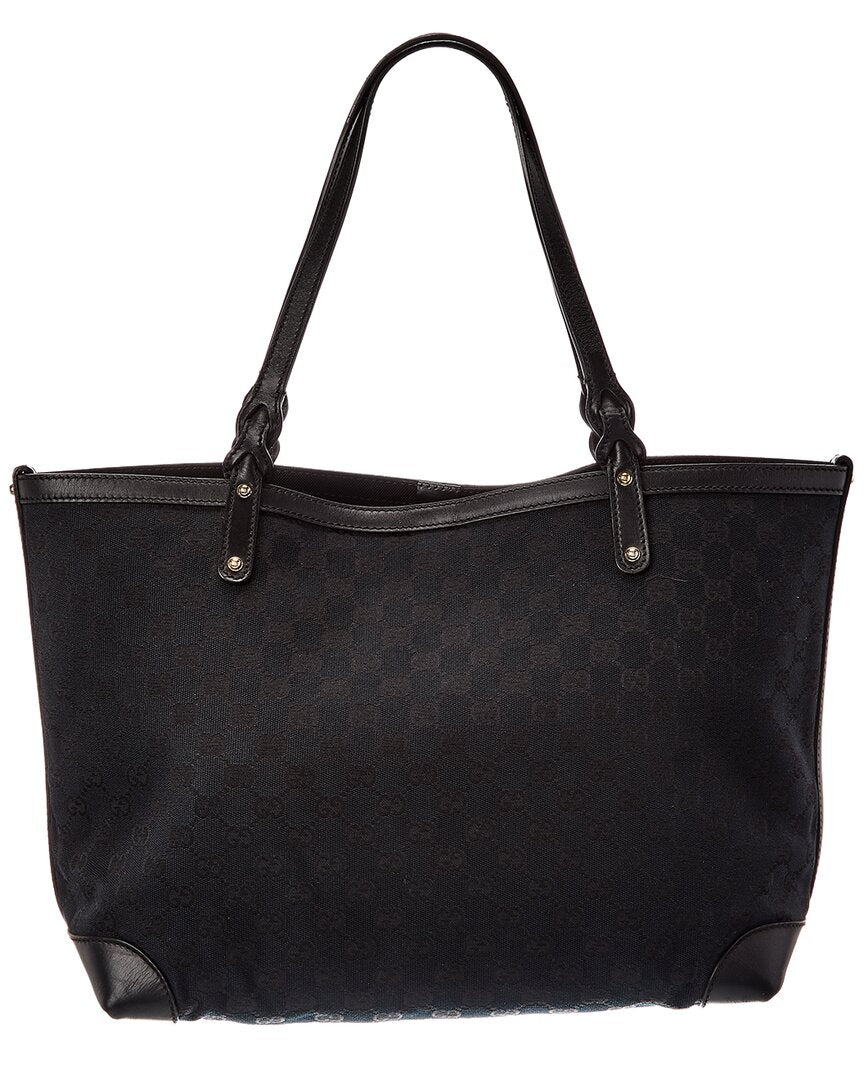 Gucci Gucci Black Gg Canvas & Leather Craft Tote (Authentic Pre-Loved)