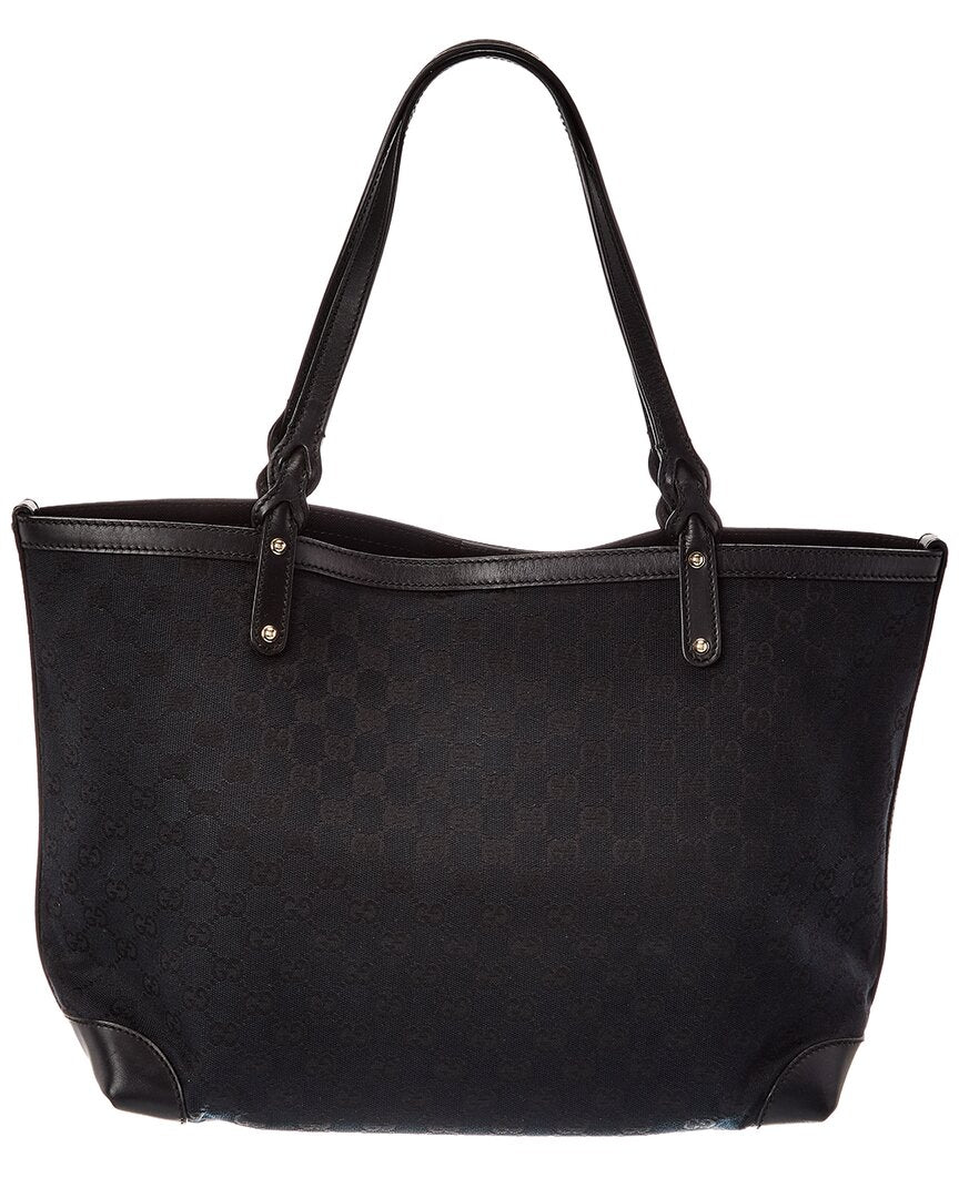 Gucci Gucci Black Gg Canvas & Leather Craft Tote (Authentic Pre-Loved)