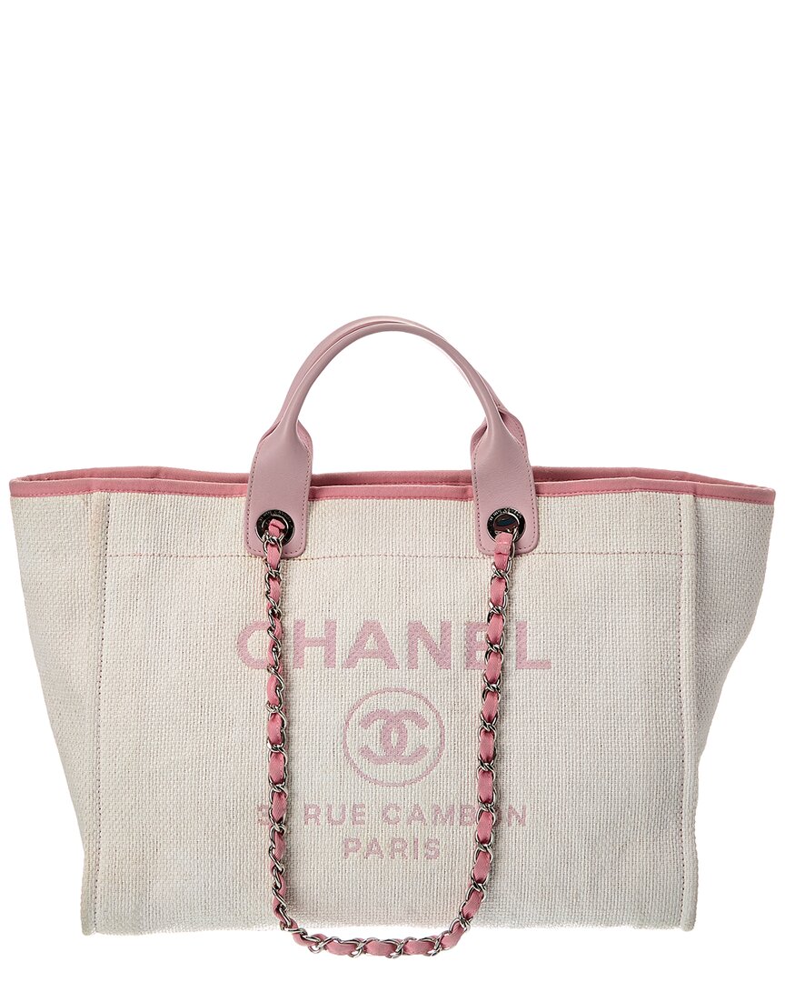 Chanel White Monogram Canvas Deauville Tote (Authentic Pre-Loved)