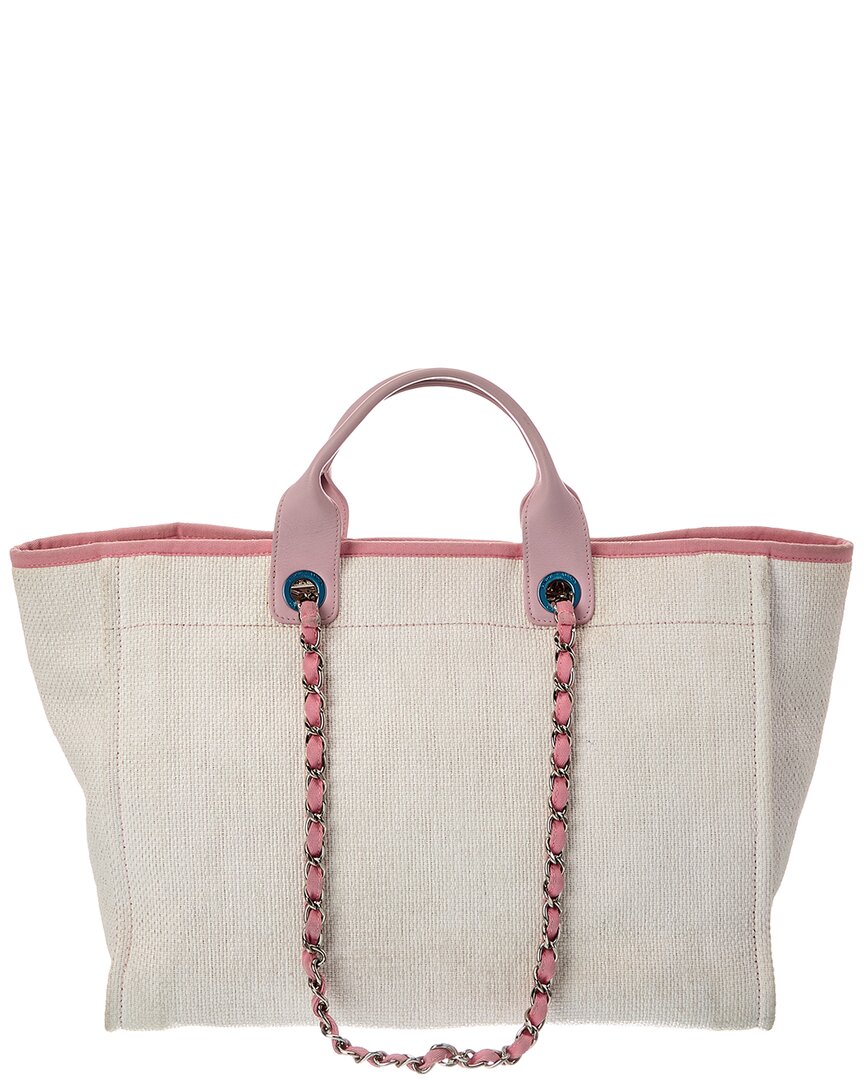 Chanel White Monogram Canvas Deauville Tote (Authentic Pre-Loved)