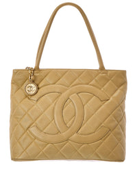 Chanel Chanel Beige Caviar Leather Medallion Tote (Authentic Pre-Loved)