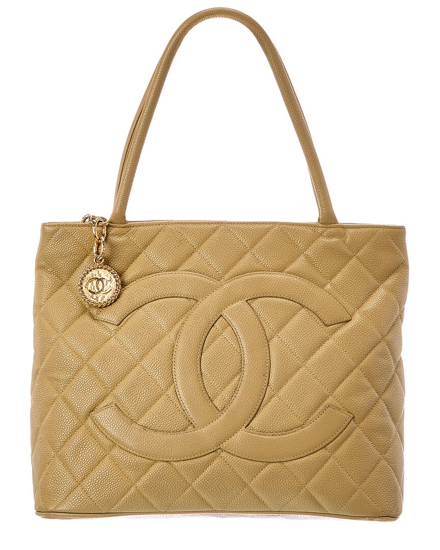 Chanel Chanel Beige Caviar Leather Medallion Tote (Authentic Pre-Loved)