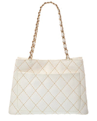 Chanel Chanel White Lambskin Leather Cc Tote (Authentic Pre-Loved)