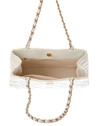 Chanel Chanel White Lambskin Leather Cc Tote (Authentic Pre-Loved)