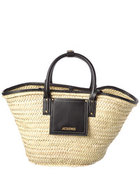 Jacquemus Jacquemus Soli Raffia & Leather Trim Tote