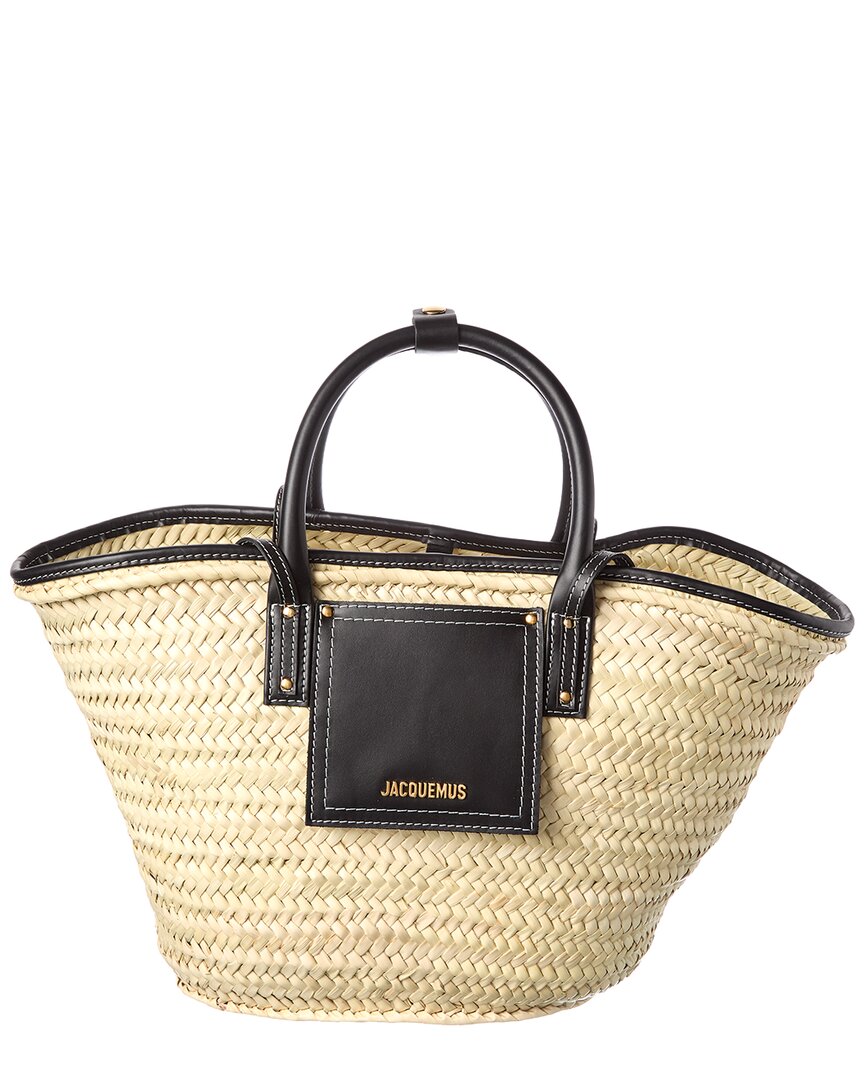 Jacquemus Jacquemus Soli Raffia & Leather Trim Tote