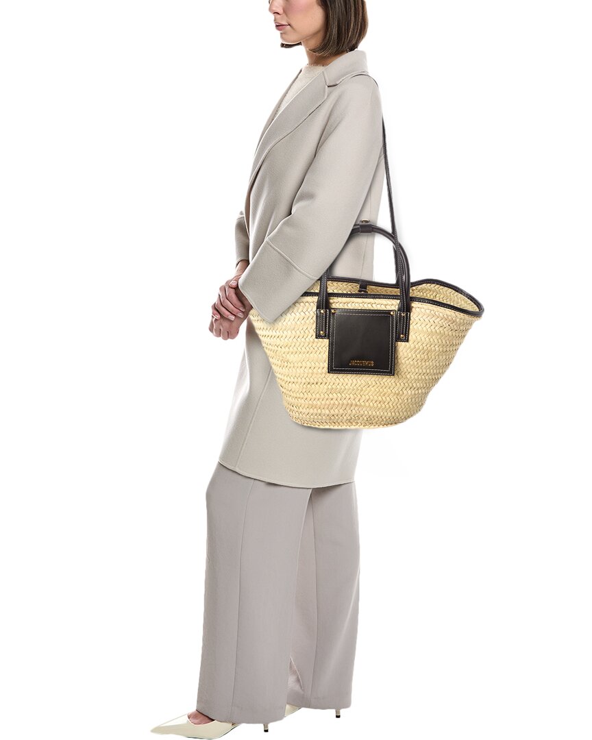 Jacquemus Jacquemus Soli Raffia & Leather Trim Tote