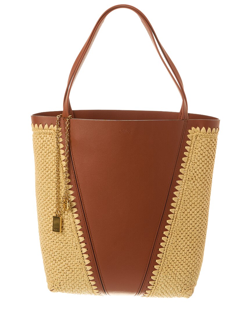 Chloé Chloé Raffia & Leather Tote