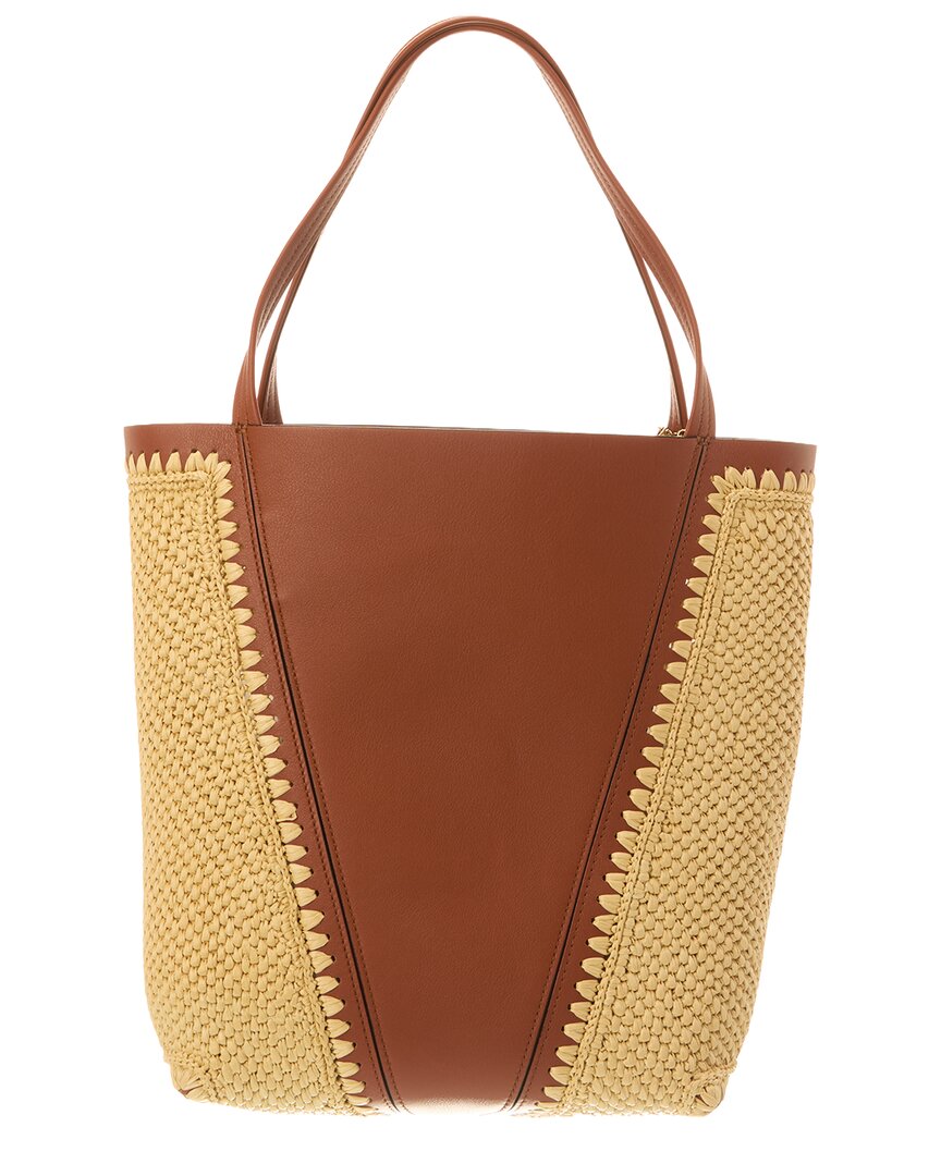 Chloé Chloé Raffia & Leather Tote