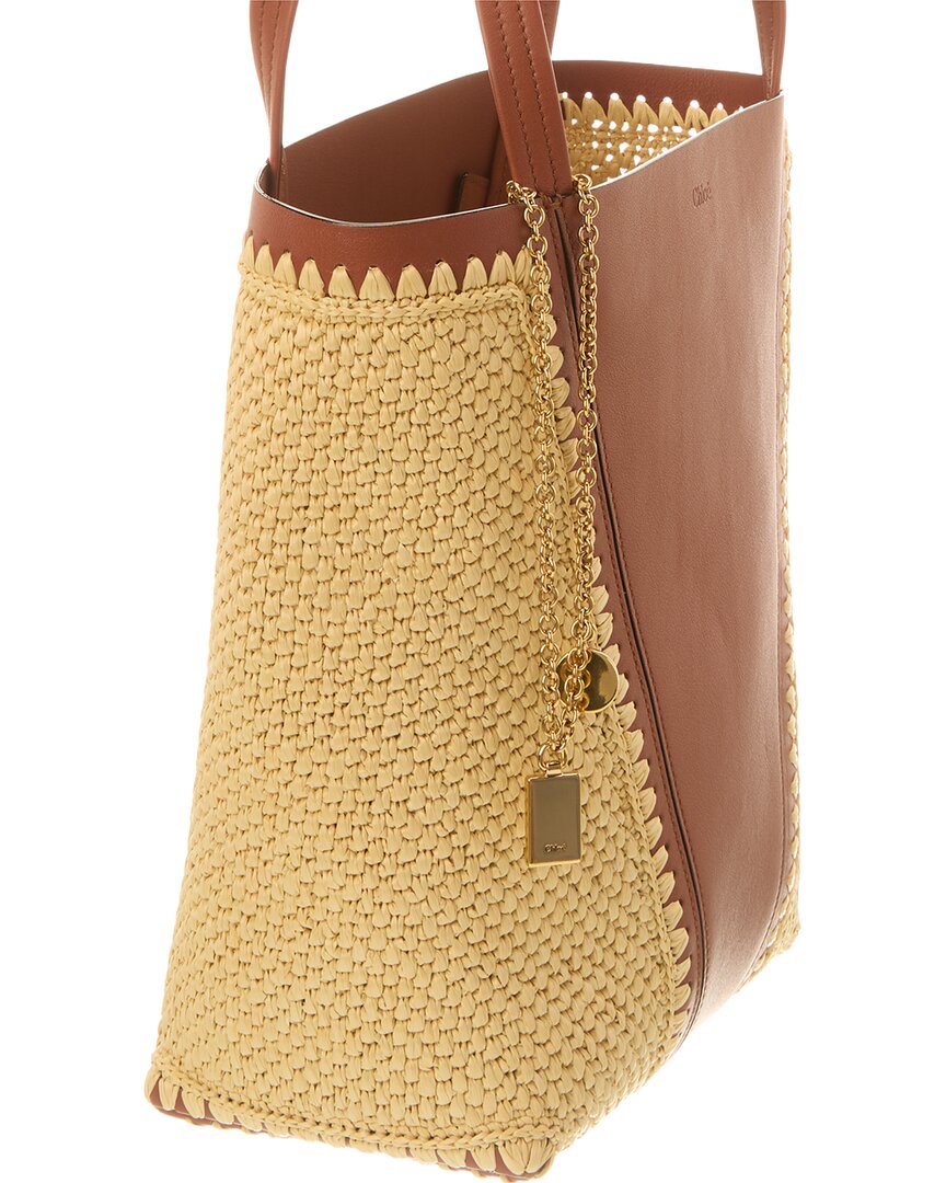 Chloé Chloé Raffia & Leather Tote