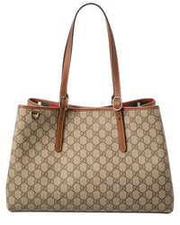 Gucci Gucci Gg Emblem Medium Gg Supreme Canvas & Leather Tote